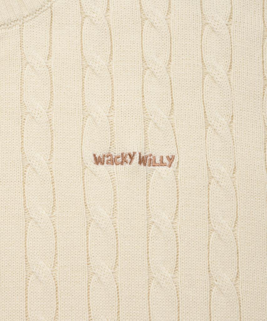 WACKY WILLY Basic Cable Knit Pullover Cream