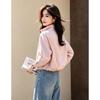 D.F.DEAR Women's Casual Contrast Trim Zip-Up Short Jacket