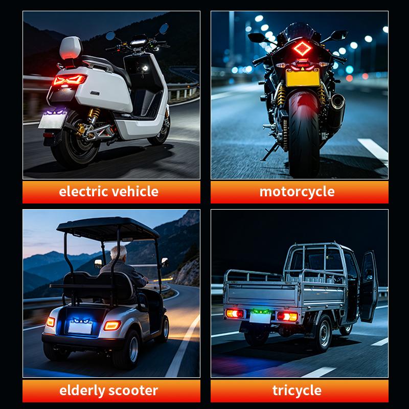 SEAMETAL LED-Motorradkennzeichenbeleuchtung „Dämonenauge“ Automatische Fahrrad-Rückleuchte mit Rückwärtsfahrwarnung Strobe