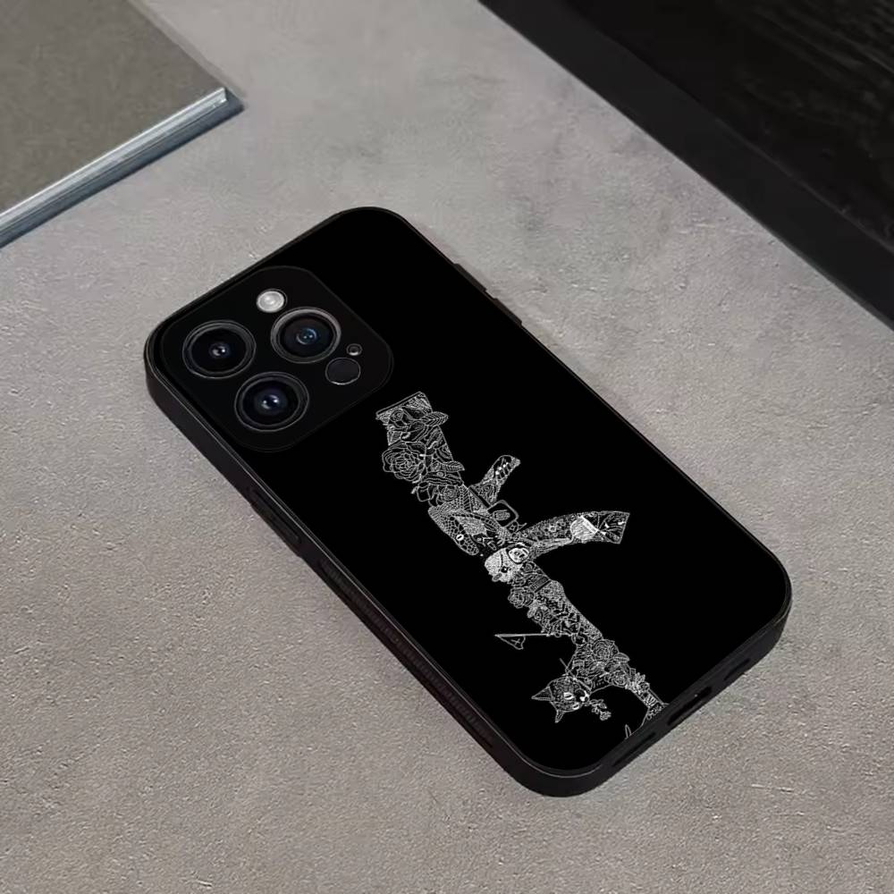 AK47 Handgun Gun BUllets Phone Case For iPhone 16,15,14,13,12,11 Plus,Pro Max,XS,X,XR,SE,Mini,8,7,Soft Silicone Black Cover