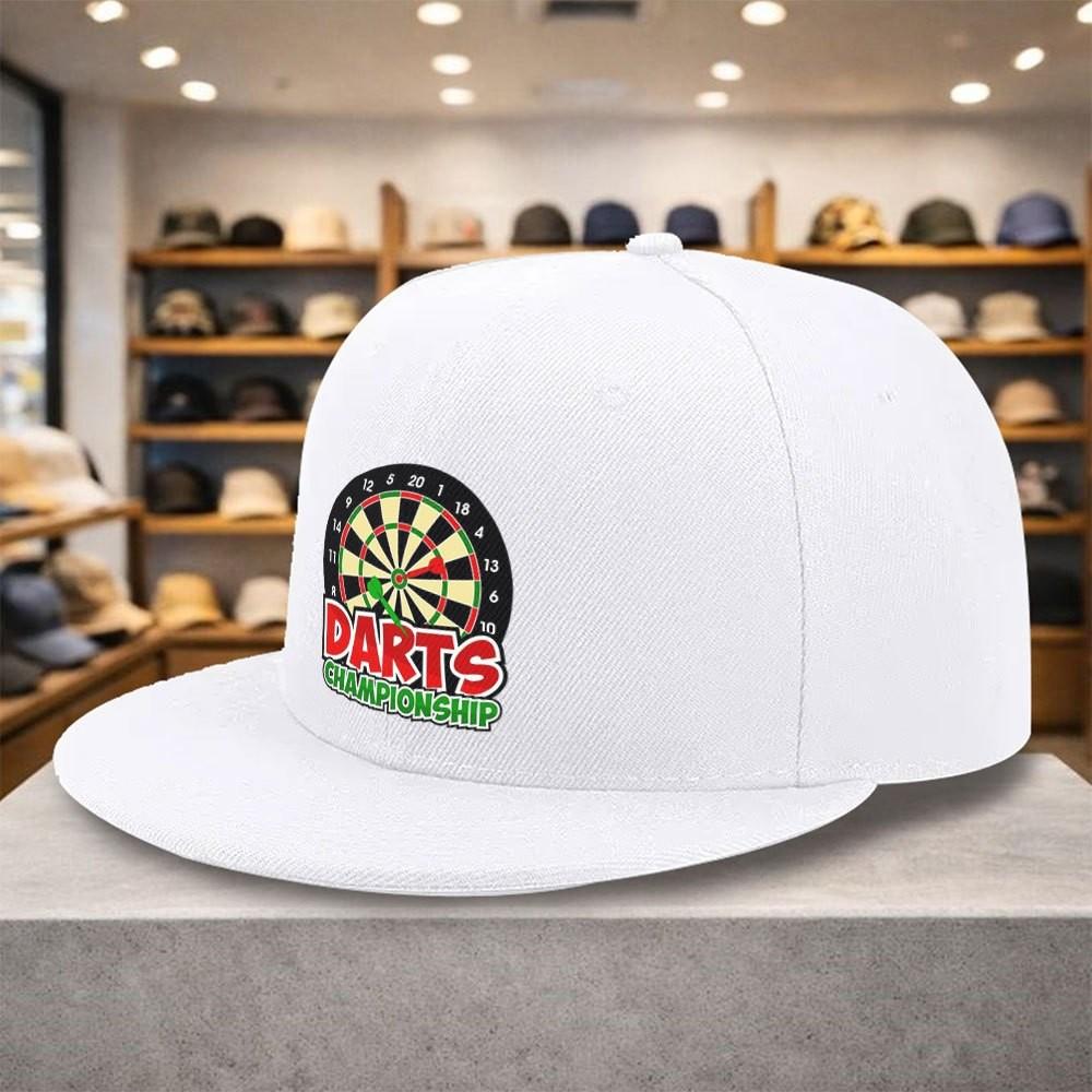 Berretto da Baseball con Stampa Grafica Campionato di Freccette, Visiera Piatta, Poliestere, Snapback Casual, Unisex, Sportivo