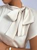 Herbst Satinschleifen-Oberteil - Damen Kurzarmhemd im europäischen & amerikanischen Stil