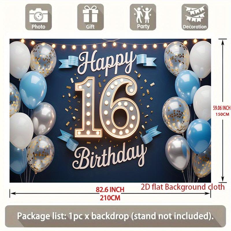 1pc Birthday 16th Gift Box Photo Booth Hanging Banner Polyester