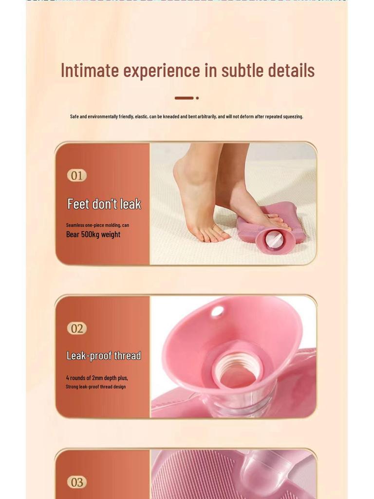 Rabbit Plush Hot Water Bottle - Baby Home Warmer, Large Capacity PVC, Long-Lasting Heat