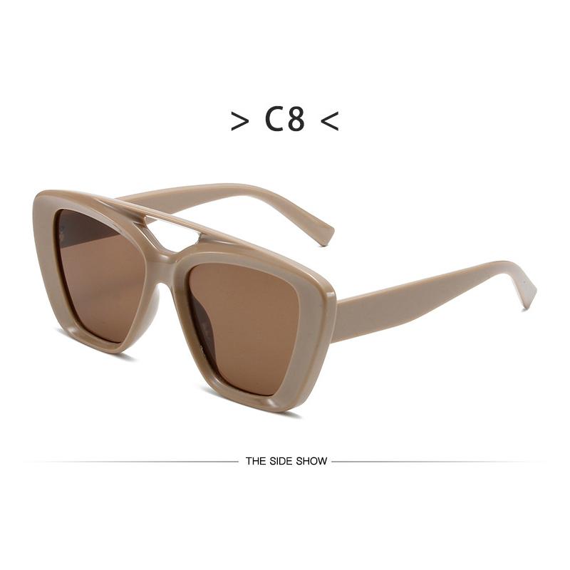 Trend In Big Square Frame Glasses for Women Double Bridge Sunglasses Men Ultraviolet Uv400 Yellow Vintage Style Fishing Outdoor
