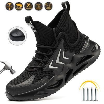 Men's Steel Toe Safety Work Boots Smash-Proof Anti-Puncture Breathable Upper Lightweight Industrial Shoes for Spring Outdoor
