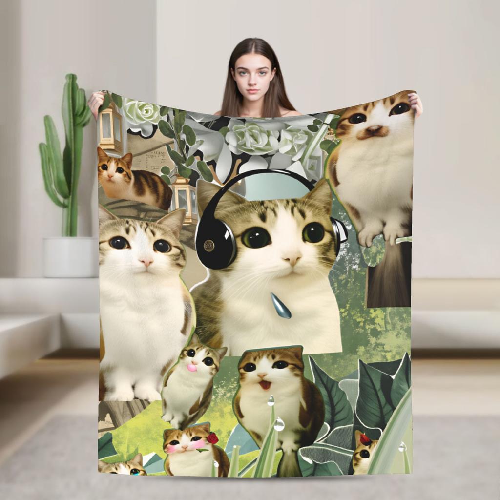 Warm Comfy Blanket Plane Travel Funny Space Planet Kitten Bedding Throws Fashion  Bedspread For Home Decor