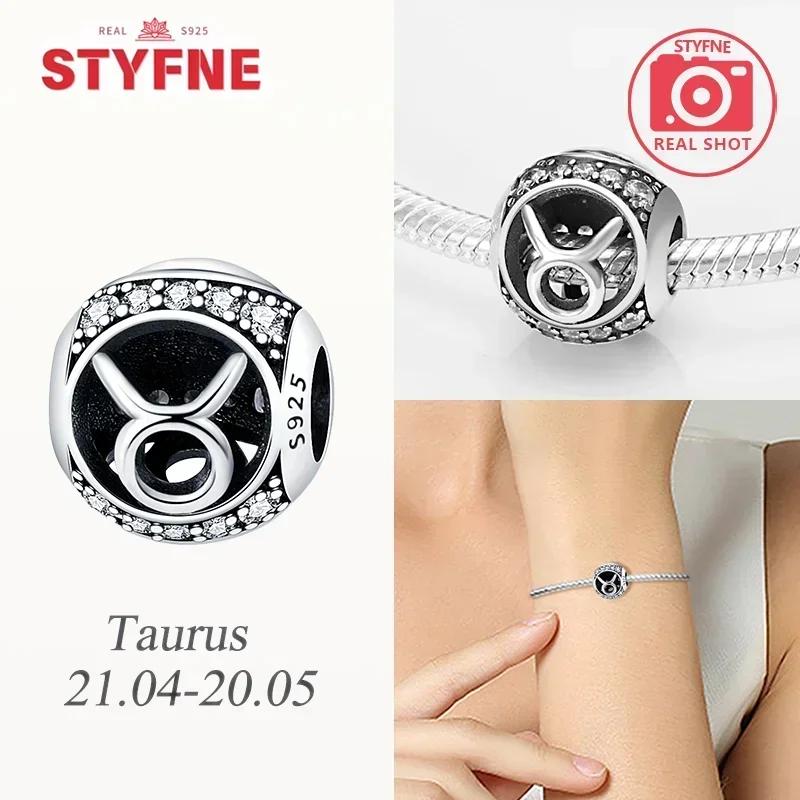 Genuine Copper White Twelve Zodiac Signs Simple Pisces Scorpio Bead Fits Bracelets Women DoItYourself Birthday Beautiful Gifts Accessory