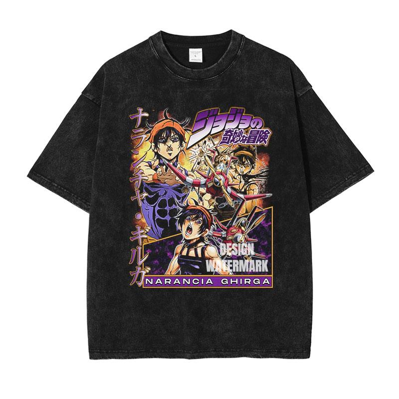 

JOJOs Bizarre Adventure Gyro Zeppeli T Shirt Men Vintage Washed Oversized Tees Japanese Anime Tshirts Streetwear Cotton Tops 2XL