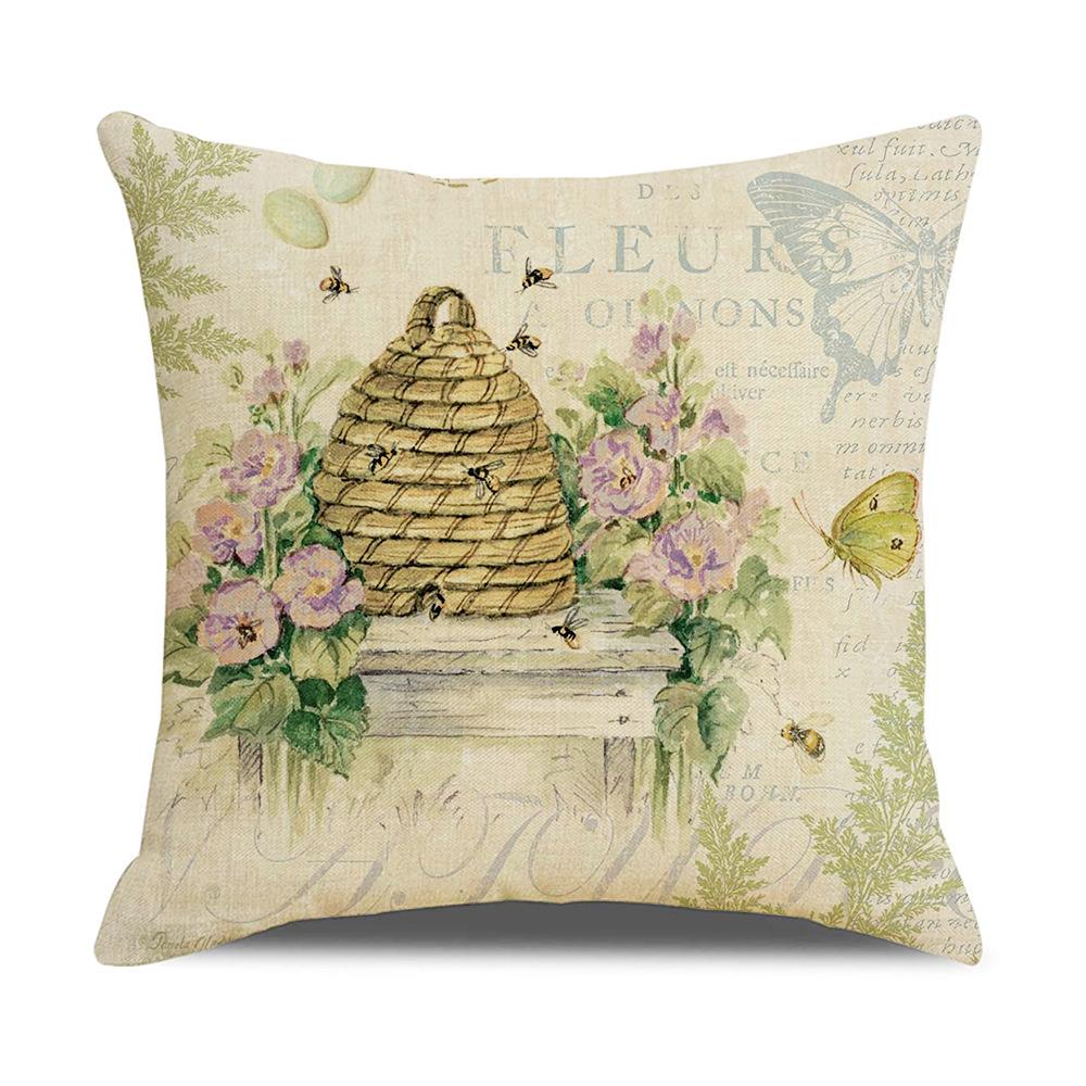 New Home Soft Furnishings Retro Butterfly Newspaper Linen Sofa Office Pillow Cover Cushion Cover