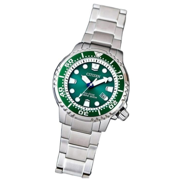 Citizen Promaster Light Powered Quartz Movement Stainless Steel Strap Watch Men's Watches Green BN0158-85X