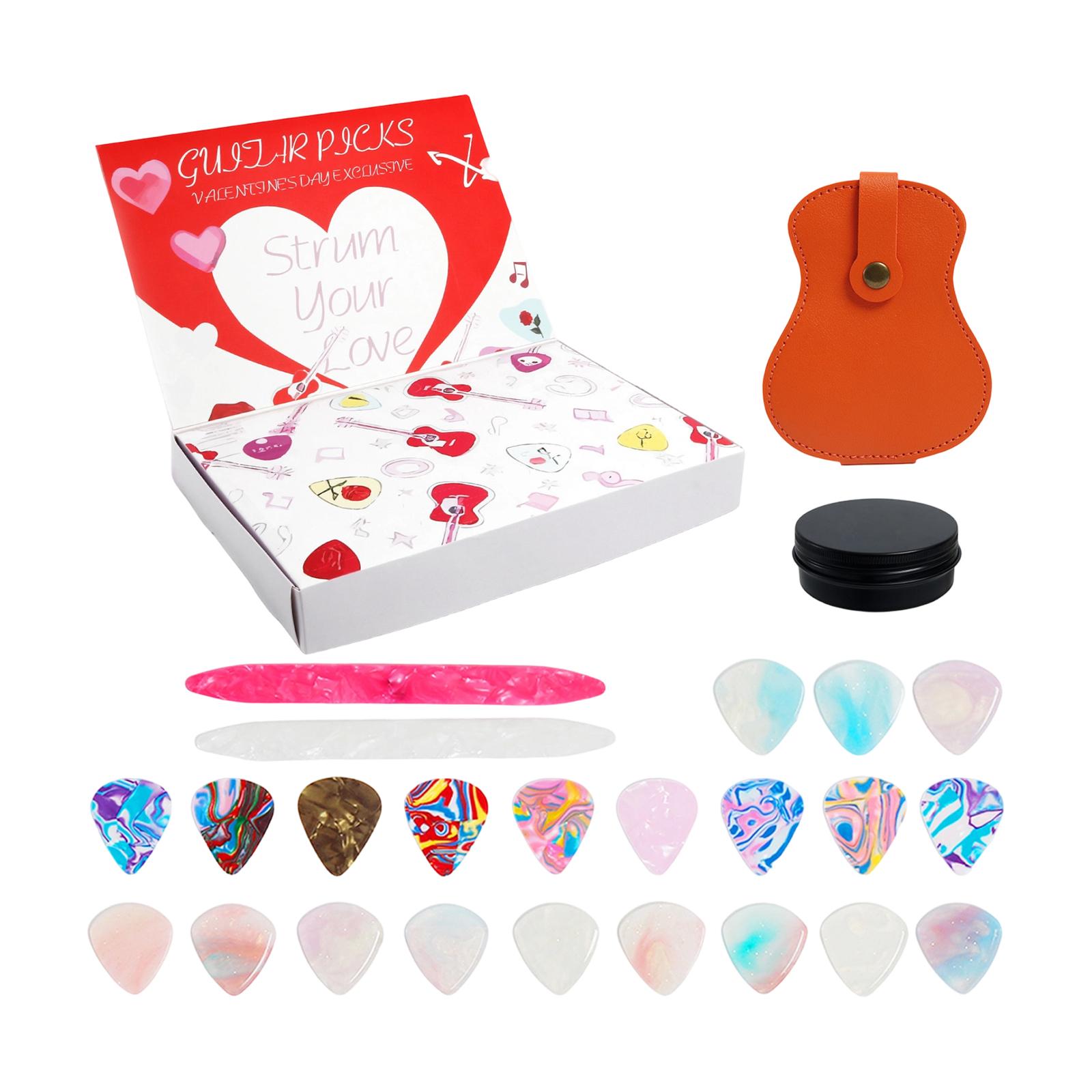 

Valentine s Day Guitar Pick Case Storage Bag Leather Pick Pouch Instrument Accessory Protective Cover One Size