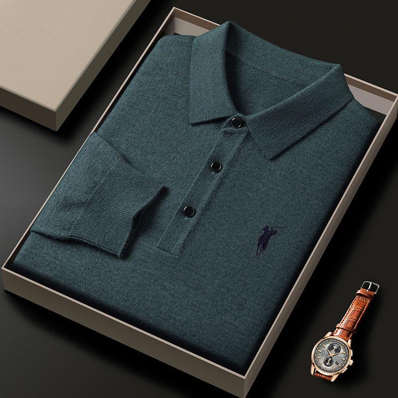 Men s Fashion Polo: Spring/Autumn Long Sleeve Knit Wool Sweater | Warm & Breathable M
