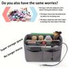 High qualityFoldable Felt Bag Organizer, Multi Pocket Insert Bag, Portable Comestic Makeup Storage Bag For Handbag, Tote Bag & Purse