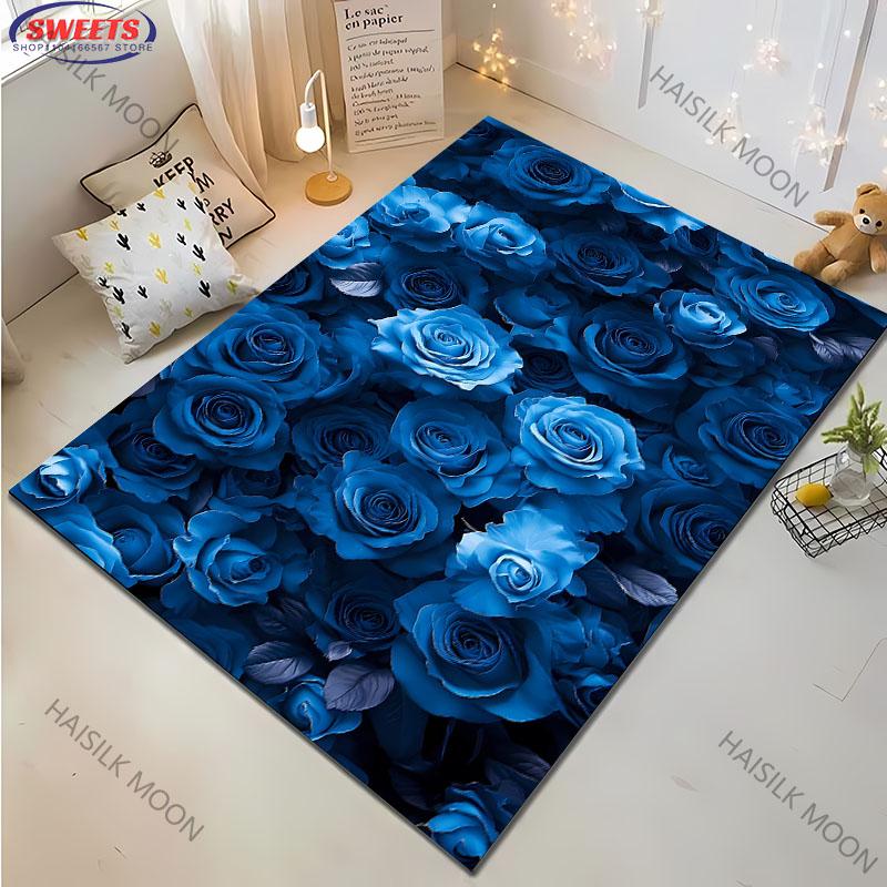 Wunderschöner Rosen-Pfingstrosen-Teppich Neuerscheinung! Robust für Wohnzimmer Schlafzimmer, Bürobereiche, Langlebige Waschbare Matte Mama Lieblingsgeschenke