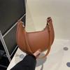 Moon-shaped Moon Underarm Bag Solid Color Women's Hobo Bag Portable Pu Leather Shoulder Bag  Girl