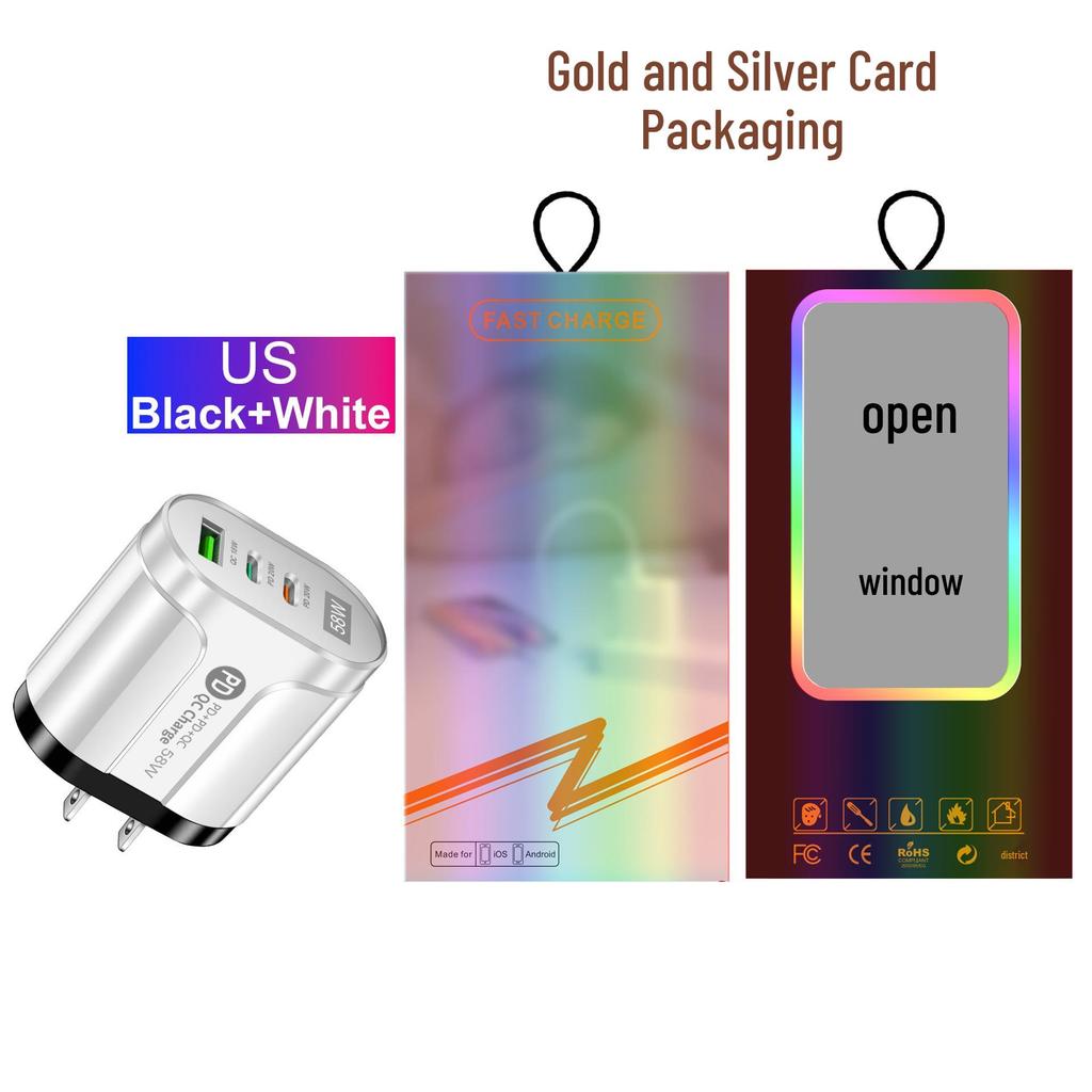 58W Dual Fast Charger: 2PD + QC3.0 for EU/US/UK/AU Plugs