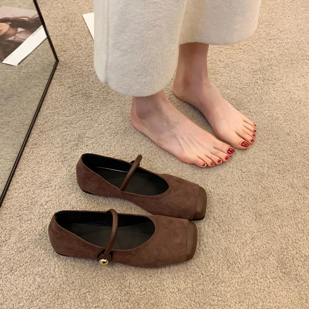 French Mary Jane Shoes Spring 2025 New Leopard Print Light Mouth Word Belt Women's Shoes Square Head Suede Temperament Single Shoes