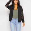 Women's Solid Casual Outwear Lace Long Sleeve Jacket Spring Autumn Zipper Coat Office Wear Office Coat