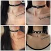 Gothic Sliver Color Butterfly Rivets Skull Red Drip Glaze Cross Tassel Black PU Leather Choker Necklace for Women Punk Jewelry