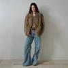 Winter new fashionable and light imitation small lake sheepskin fur integrated pressure-sensitive old money environmentally friendly fur V-neck jacket