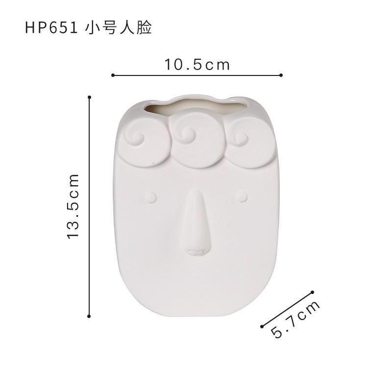 Modern Minimalist Ceramic Face Vase Dried Flowers White Decorative Tabletop Ornament Living Room Entryway Study