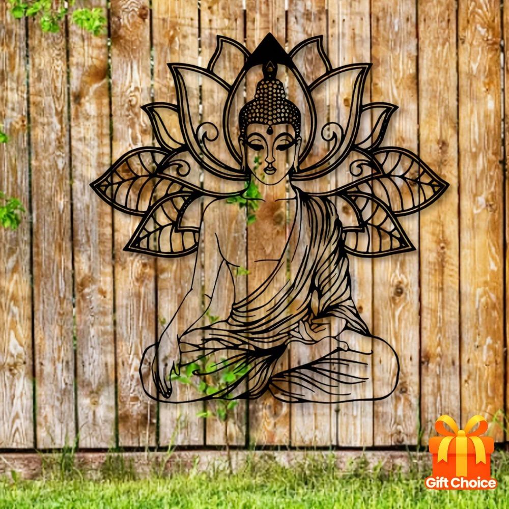 Yoga Meditation Lotus Metal Wall Art for Living Room Bedroom Balcony