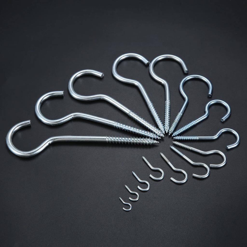 40/100Pcs Cup Screw Ceiling Hook 16mm-30mm Screw-in Metal Hanger Eye Bolt Picture Frame Plant Light Garage RV Outdoor/Indoor