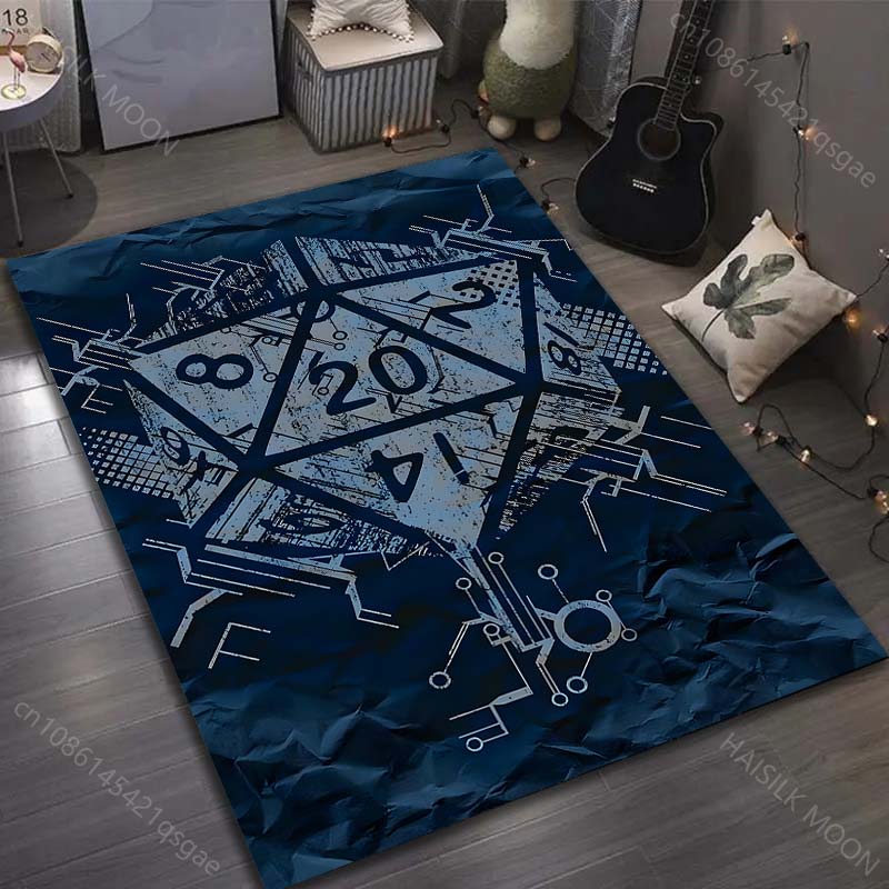 1PC Classic Game Dice Print Carpet Rug for Living Room Bedroom Sofa Doormat Decor Kids Play Home Area Rug Non-slip Floor Mat