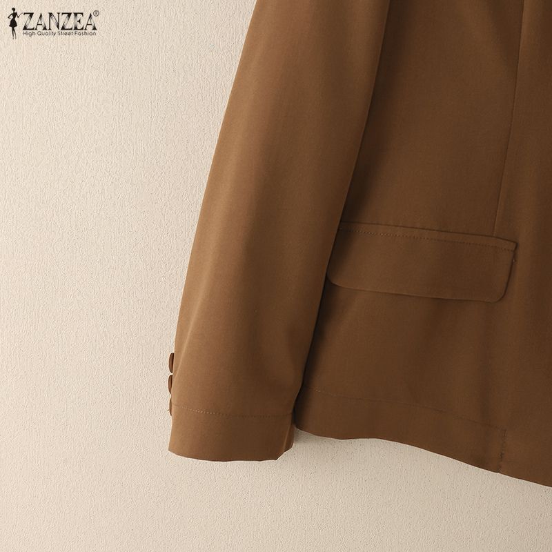 ZANZEA Womes Casual Lapel Autumn Long Sleeve Thin Cardigan Blazer
