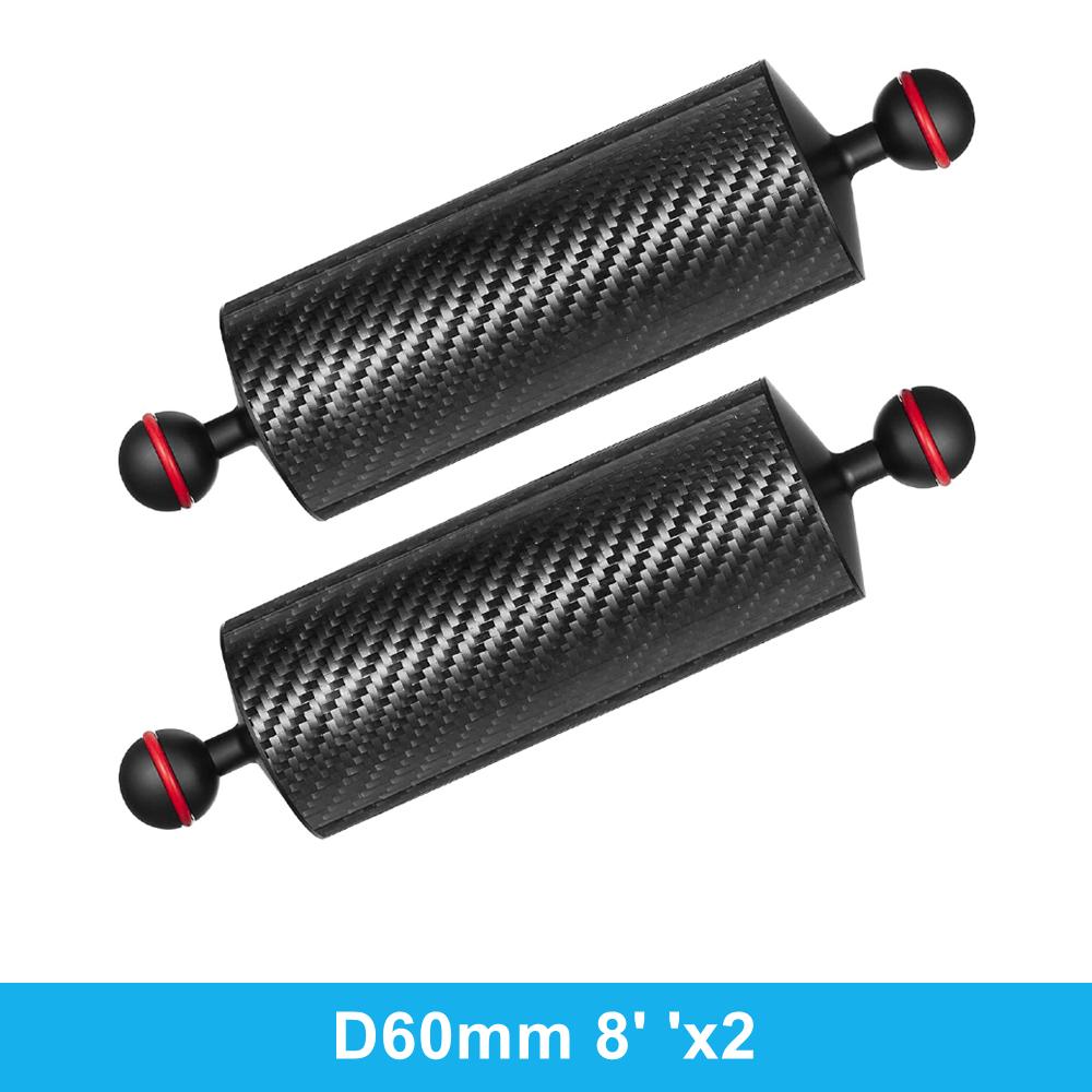 2 x D40mm Carbon Fiber Underwater Float Arm for Diving Tray Housing Video Light/Strobe Buoyancy Floating Ball Mounting (2 PCS)