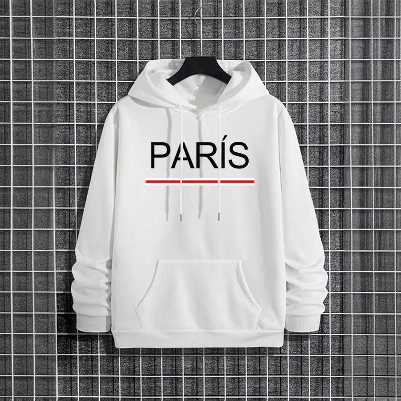 Male Casual Trendy Pullover Hoody Autumn Winter Outerwear Paris Fashion Men Hoodies 2025 Hip Hop Streetwear Hooded Sweatshirt