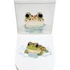 Playful Cartoon Frog Toilet Seat Sticker Waterproof Self-Adhesive Removable Decal for Bathroom WC Decoration