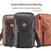 Men's Genuine Leather Multifunctional Cowhide Phone Waist Bag for Outdoor and Construction Use