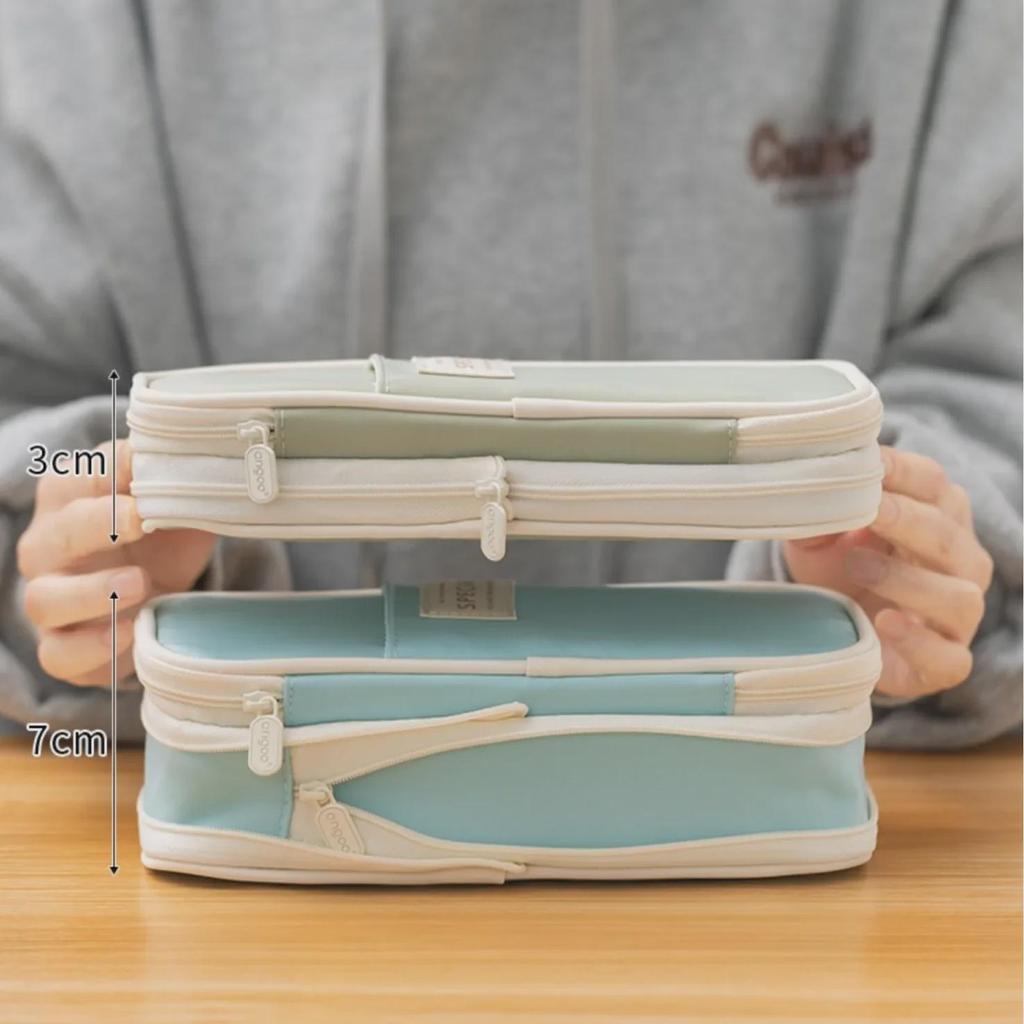 Spacious Macaron Colored Retractable Oxford Pencil Case - Compact Japanese & Korean Style for Students