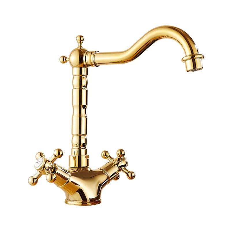 Gold Basin Faucet Bathroom Deck Mounted Dual Handles Black Bathroom Sink Faucet Antique Kitchen Mixer Taps Chrome