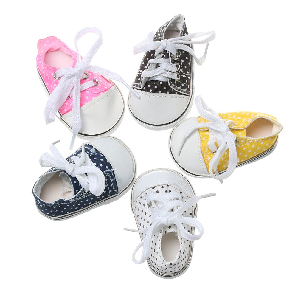 7cm Children 18 Inches Doll Birthday Gifts Doll Accessories Wave Point Shoes Doll Shoes Canvas Shoes
