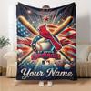 Name Custom St. Louis Cardinals Logo Print Flannel Blanket High Quality Warm Comfortable Cover for All Seasons Perfect for Gifts Home Decor