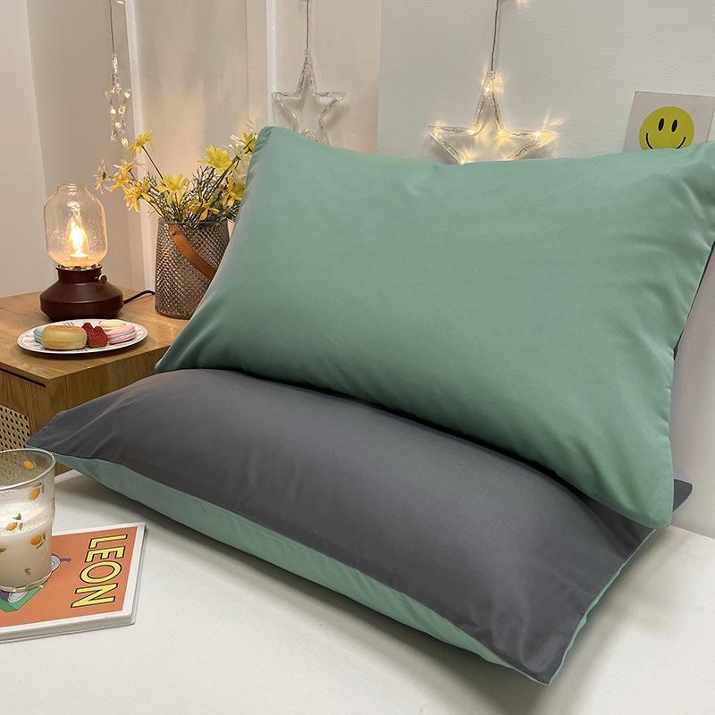 Brushed Solid Color Washed Cotton Pillowcases, Pair, Simple Style, Four Seasons