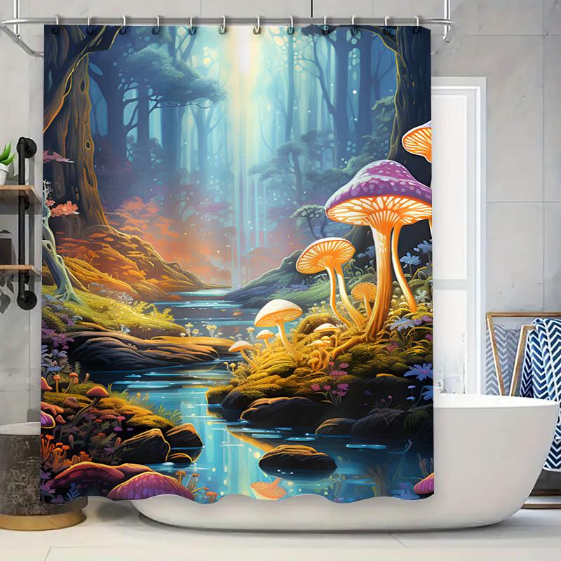 

Rainforest Floral Shower Curtain Birds Bath Decor Waterproof Fabric Home Decor Bathroom Accessories Blue Green Yellow Pink Orang 90x180cm
