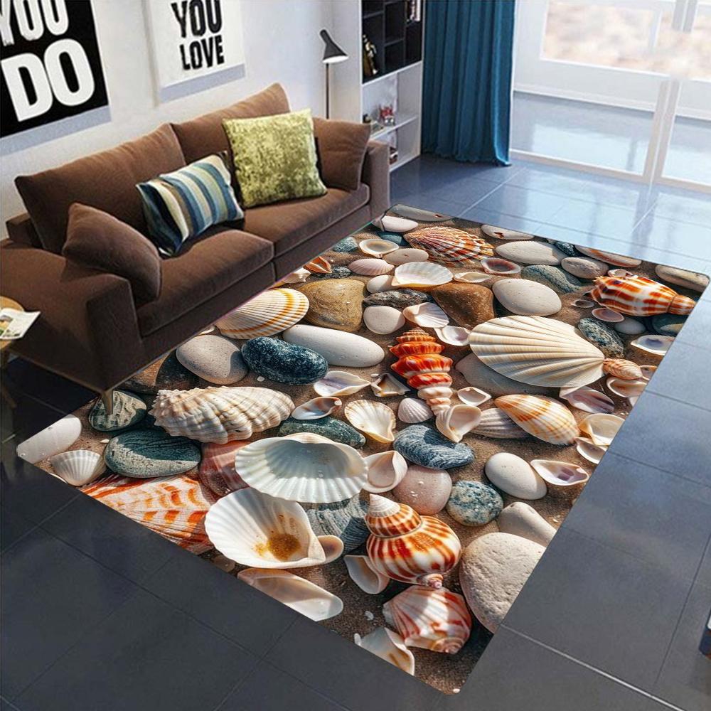 2025 New Starfish Beach Shell Sea Star Sand Carpet Rug for Living Room Bedroom Home Sofa Decoration,Kids Play Non-slip Floor Mat