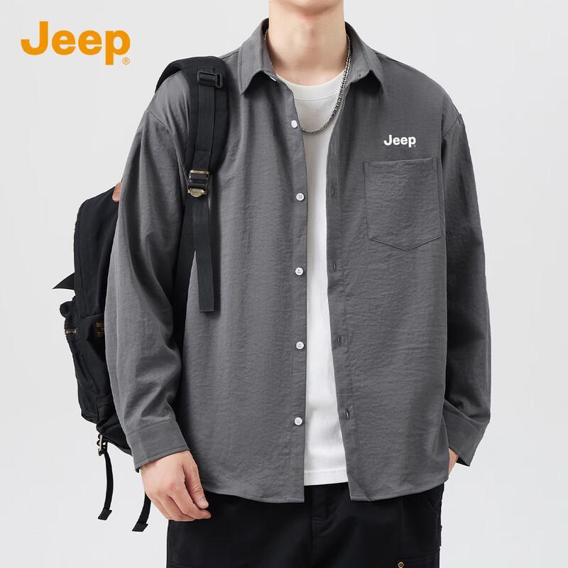 JEEP Men's American Style Loose Fit Long Sleeve Shirt