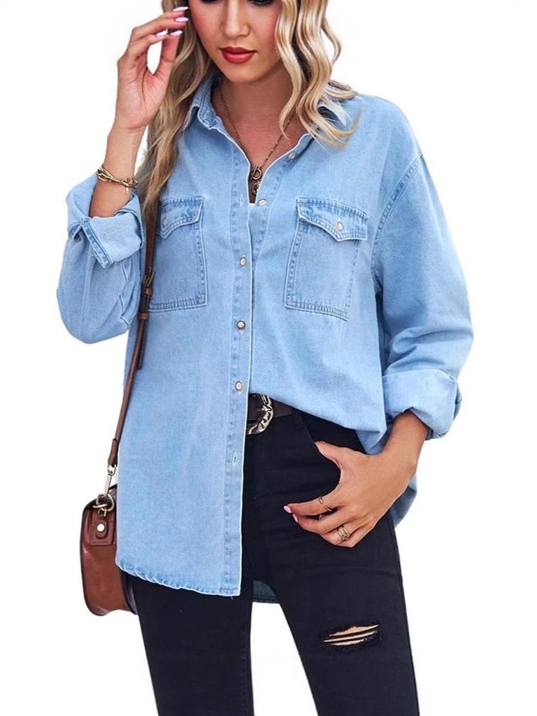 TEMU Women's Slim Fit Denim Shirt Jacket