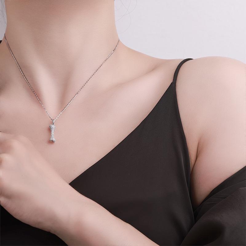 Wang Yibo Inspired S925 Silver Diamond Bone Necklace - Luxurious Unisex Pendant