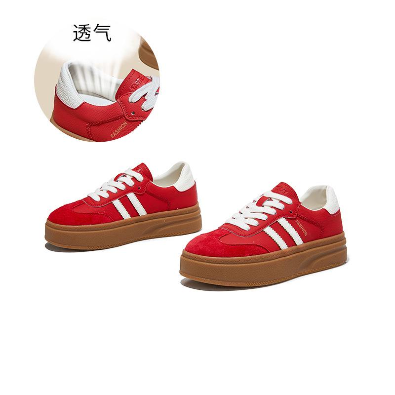 

Leather German training shoes spring new casual versatile Forrest Gump shoes trendy platform sports shoes women s not tired feet women s shoes 40 червоний