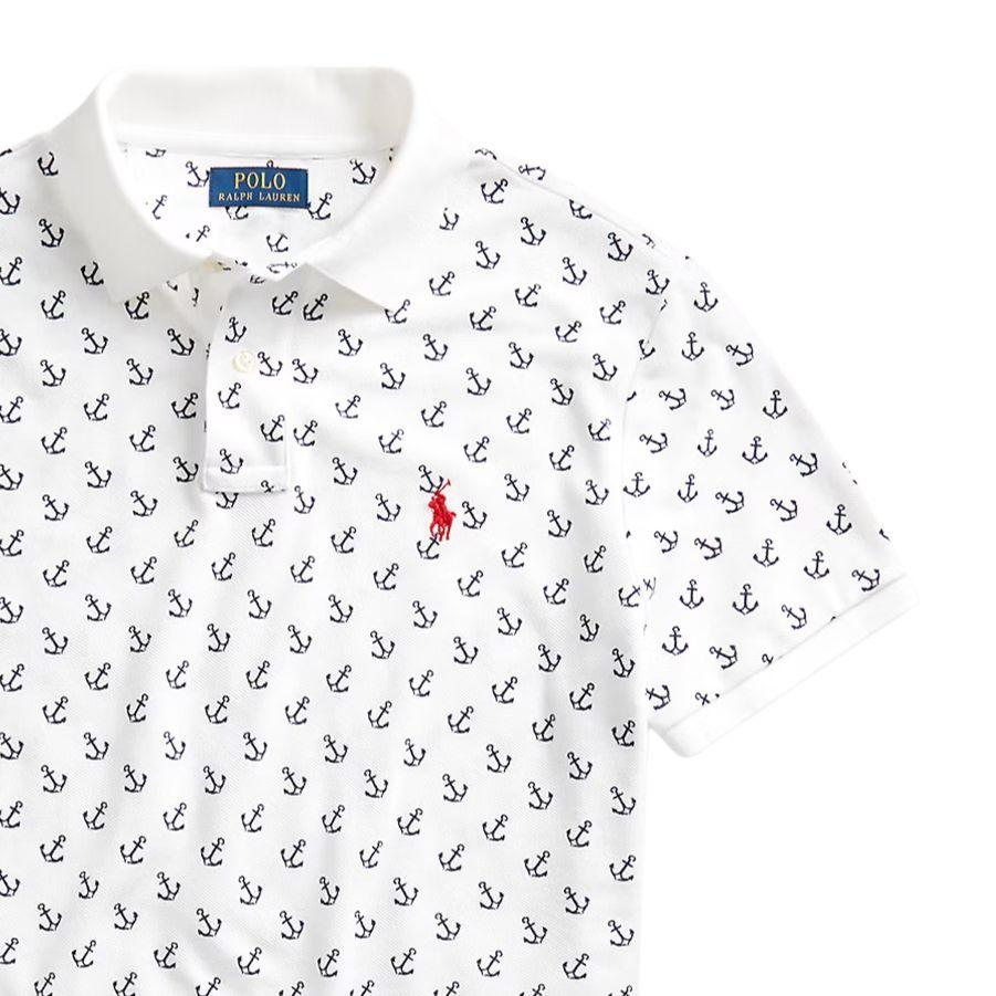Polo Ralph Lauren Small Pony Logo Embroidered Nautical Print Short Sleeve Polo Shirt Men tops 710790618-001