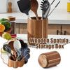 360° Rotatable Cutlery Rack Wooden Large Fork Organizer  for Dining Container