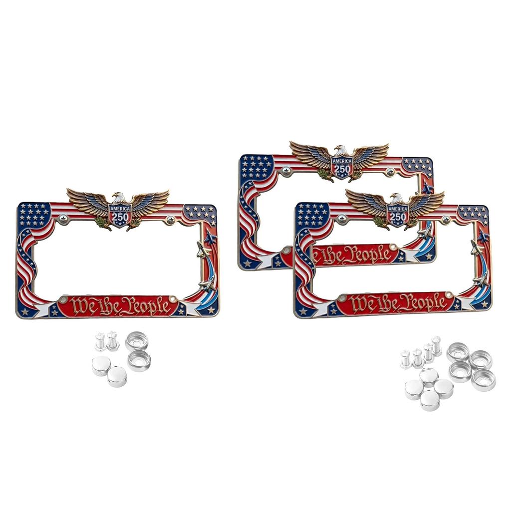 1/2Pcs US 250th Anniversary License Plate Frame, Rust-proof Car Tag Holder Gift for Patriots Festival Celebrations Anniversaries