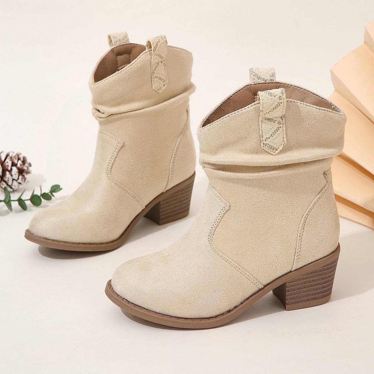 

2024 Новые короткие ботинки с острым носком на среднем грубом каблуке, детская мода, джинсовая ткань в стиле вестерн, ретро, для мальчиков, розовые, весенние, из искусственной кожи 31 бежевый