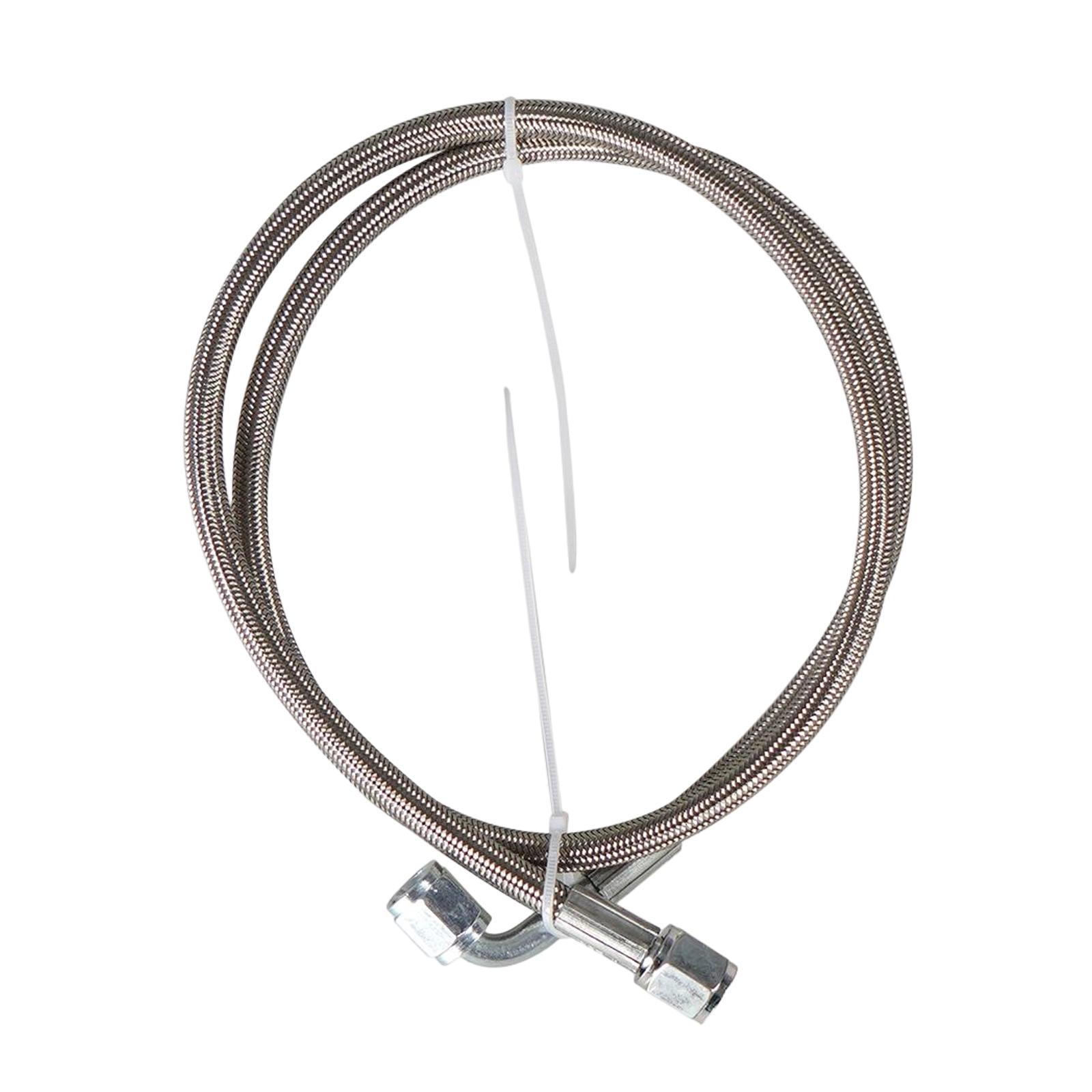 Stainless Steel Braided -4AN Turbo Oil Feed Line 90 Degree Straight Hose End Durable Rotatable Wear Resistant Vehicle Parts 36in